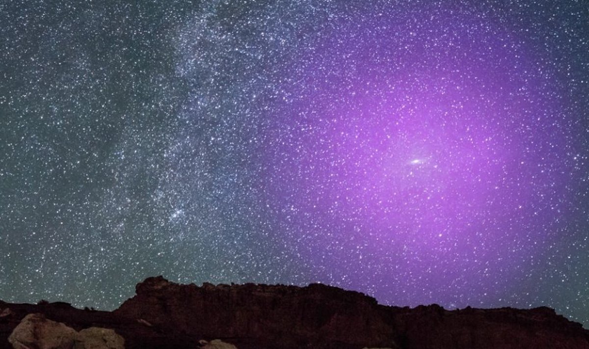 Komposiitpilt sellest, kuidas Andromeeda halo meie öötaevas välja näeks, kui see oleks inimsilmale nähtav (foto: NASA, ESA, J. DePasquale ja E. Wheatley (STScI) ja Z. Levay)