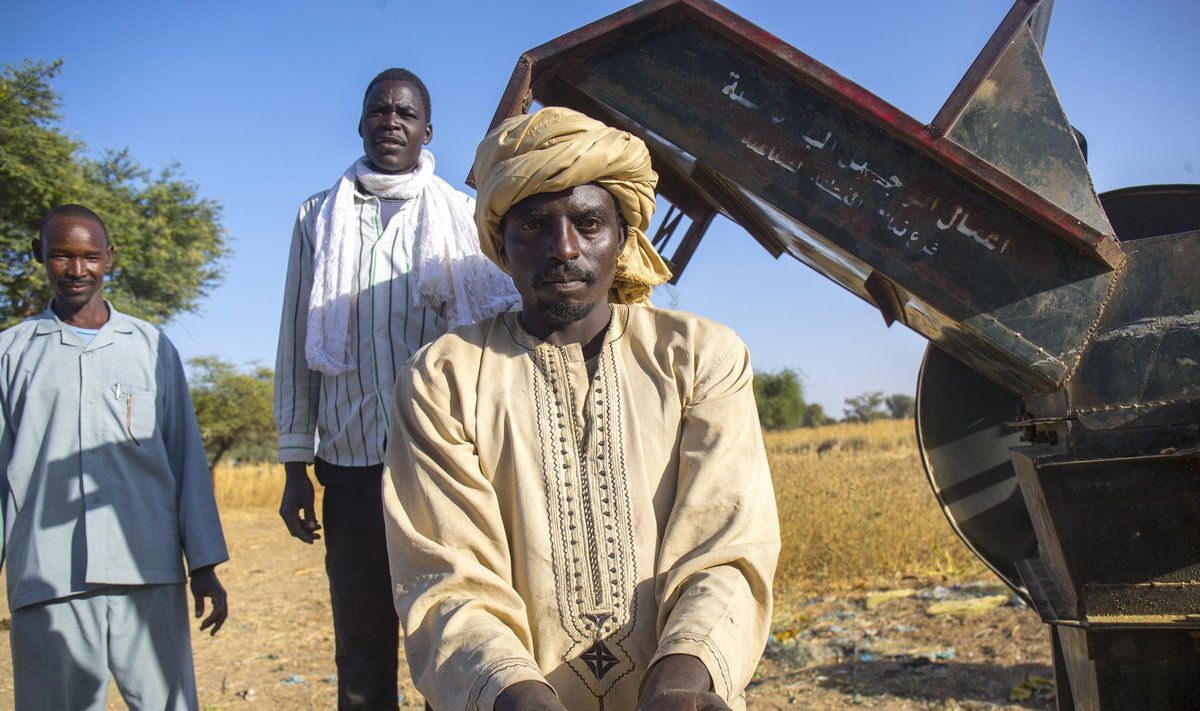 Sudaani elanik näitab puhastatud arahhispähkleid.