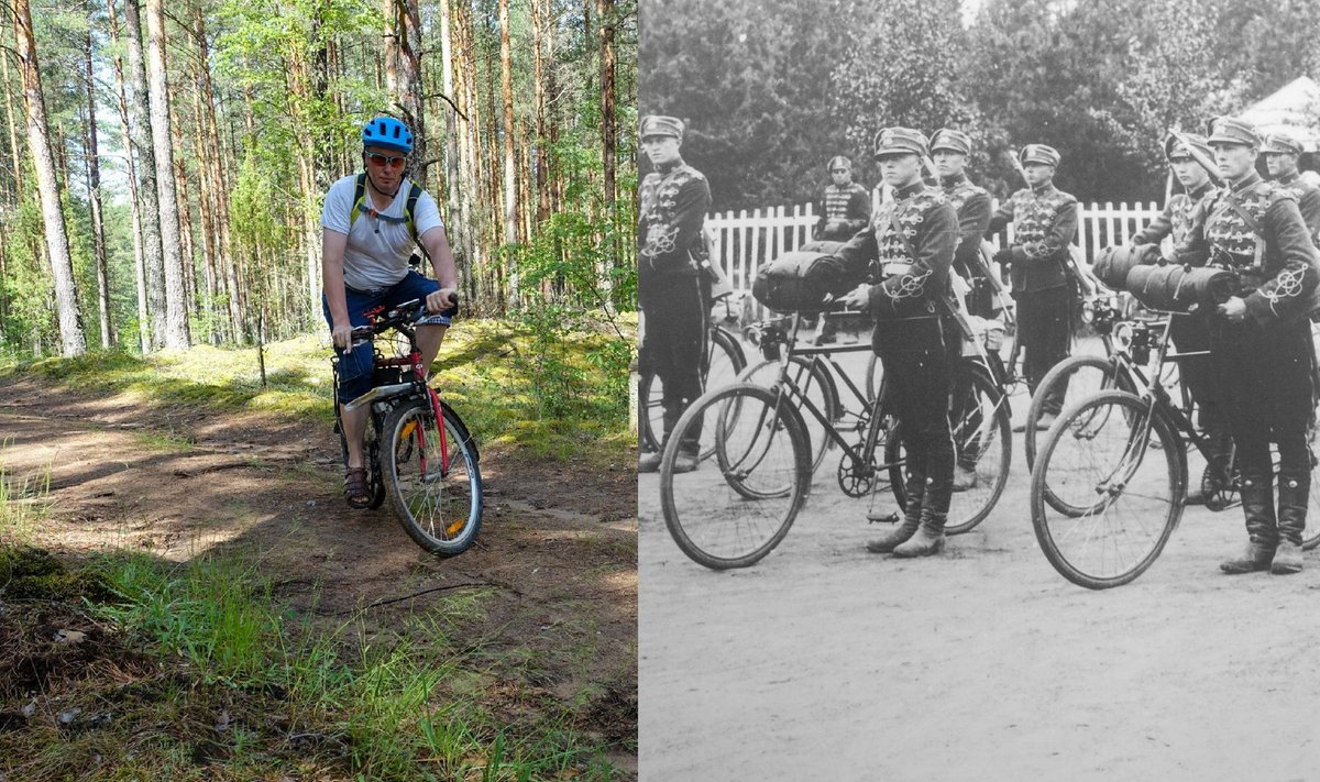 SAMADEL RADADEL: Vasakul loo autor Alo Lõhmus ja paremal ratsarügemendi reservväelased 1935. aastal Põhjalaagris oma sõiduriistadega.