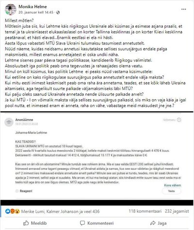 EKRE fraktsiooni poliitik jagas samuti anonüümset Delfi kommentaari tõe pähe.