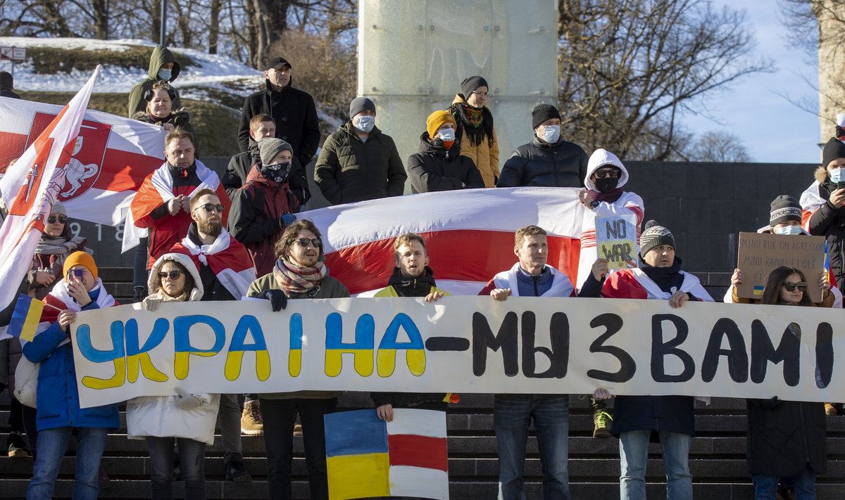  Eesti valgevenelaste korraldatud meeleavaldus Vabaduse väljakul Valgevene rahvahääletuse, Lukašenka režiimi ning Ukraina sõja vastu