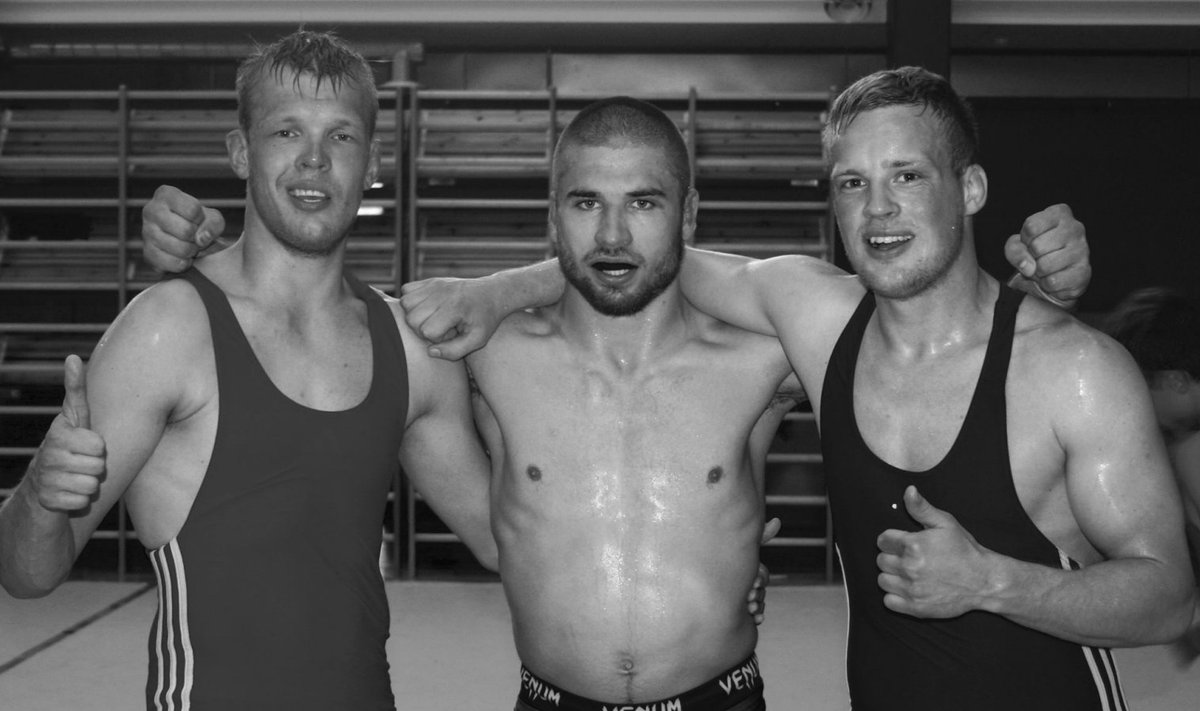 Vasakult: Sten Saaremäe, Alar Hutrov ja Kaupo Kokamägi pärast viimast treeningut suvises maadluslaagris Mellistes (august 2016). Mehed on valmis!