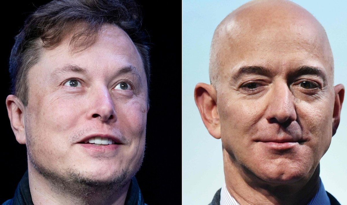 Elon Musk (v) ja Jeff Bezos (p) / fotokollaaž: AFP / Scanpix)