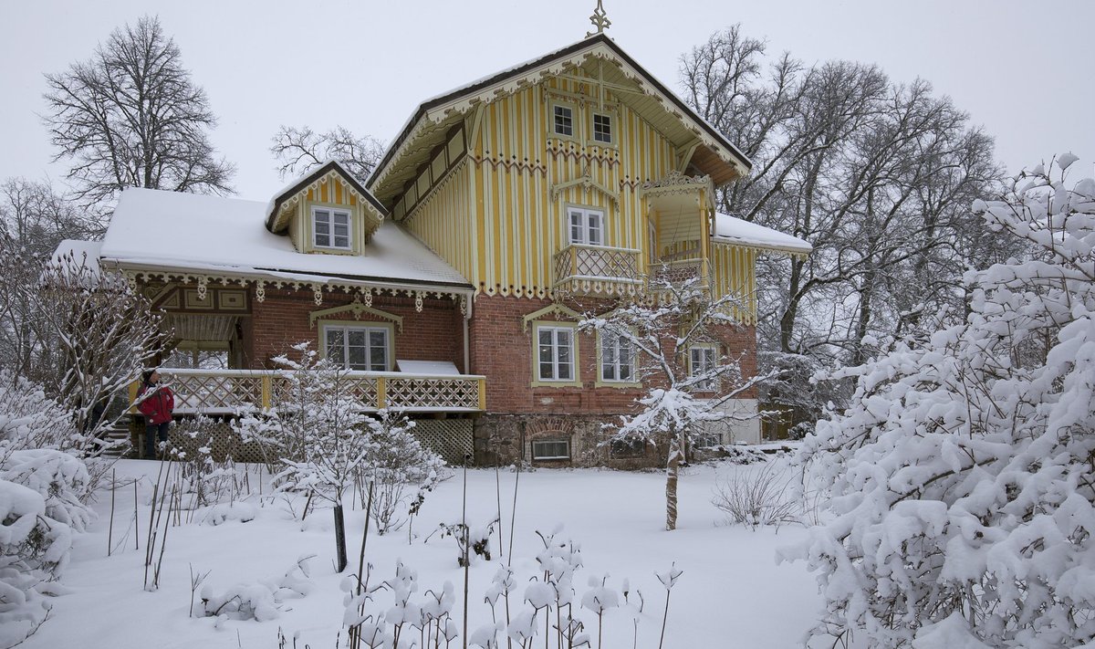 Vana mõisapargi ja Vooremaa pärl, Luua mõisa kavaleridemaja aed lumise talve süles.