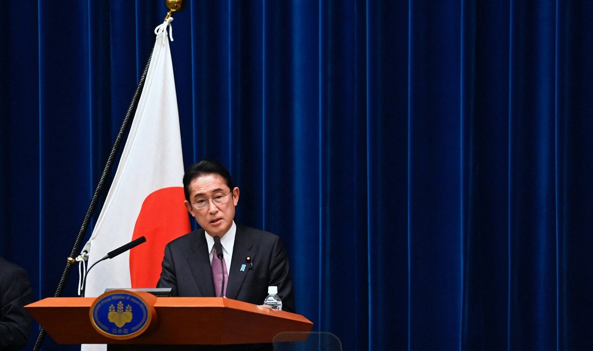 Jaapani peaminister Fumio Kishida täna pressikonverentsil