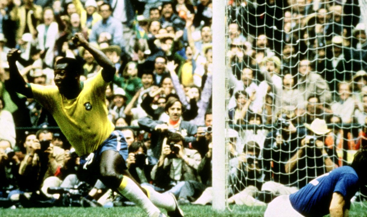 Pele tähistamas 1970. aasta MM-i finaali esimest väravat, kus alistati Itaalia.