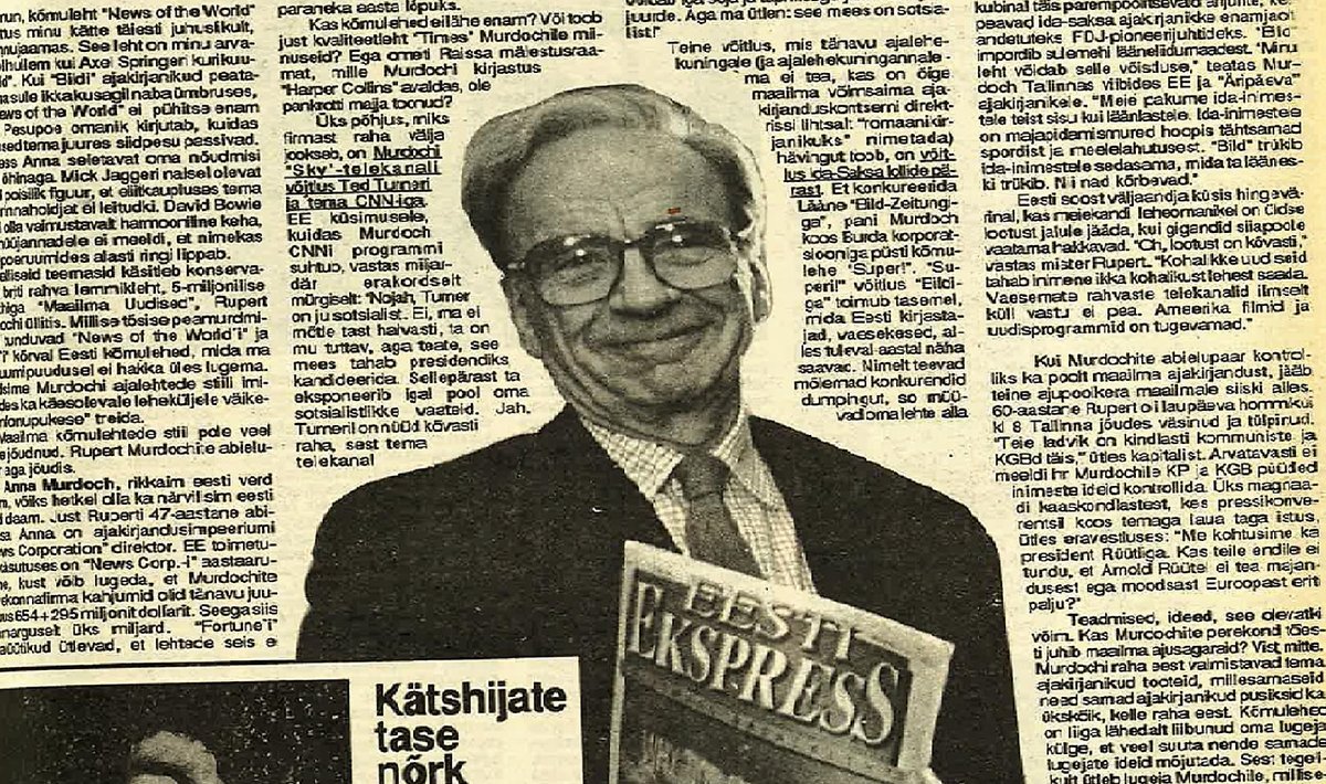 MILJARDÄR JA SÕLTUMATU NÄDALALEHT: Rupert Murdoch Ekspressi lehenumbriga aastast 1991.