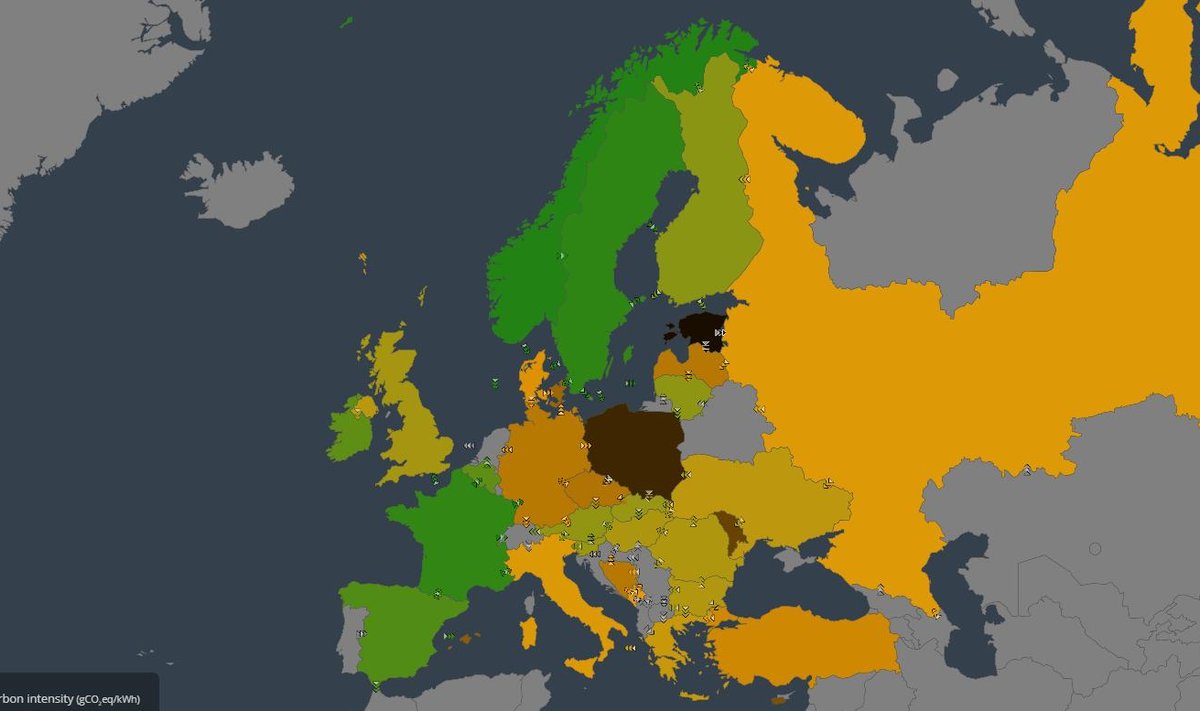 Eesti on Euroopa süsinikuintensiivseim riik 