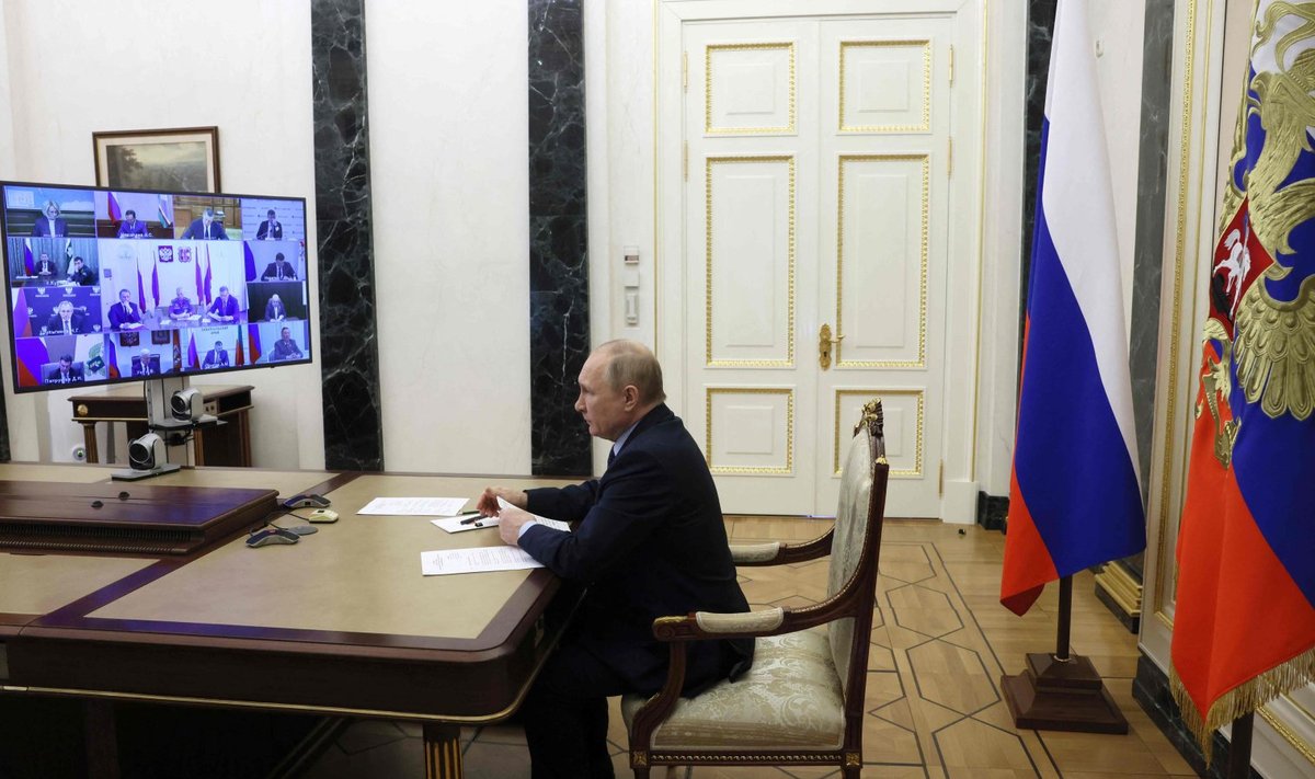 Venemaa diktaator päev peale 9. maid videokohtumisel Kremlis.