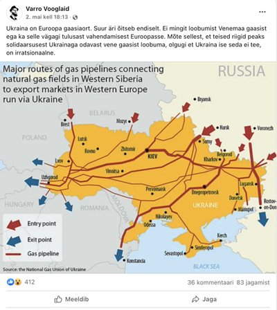 Väide, et Ukraina tarnib ka endale Venemaalt gaasi, ei päde