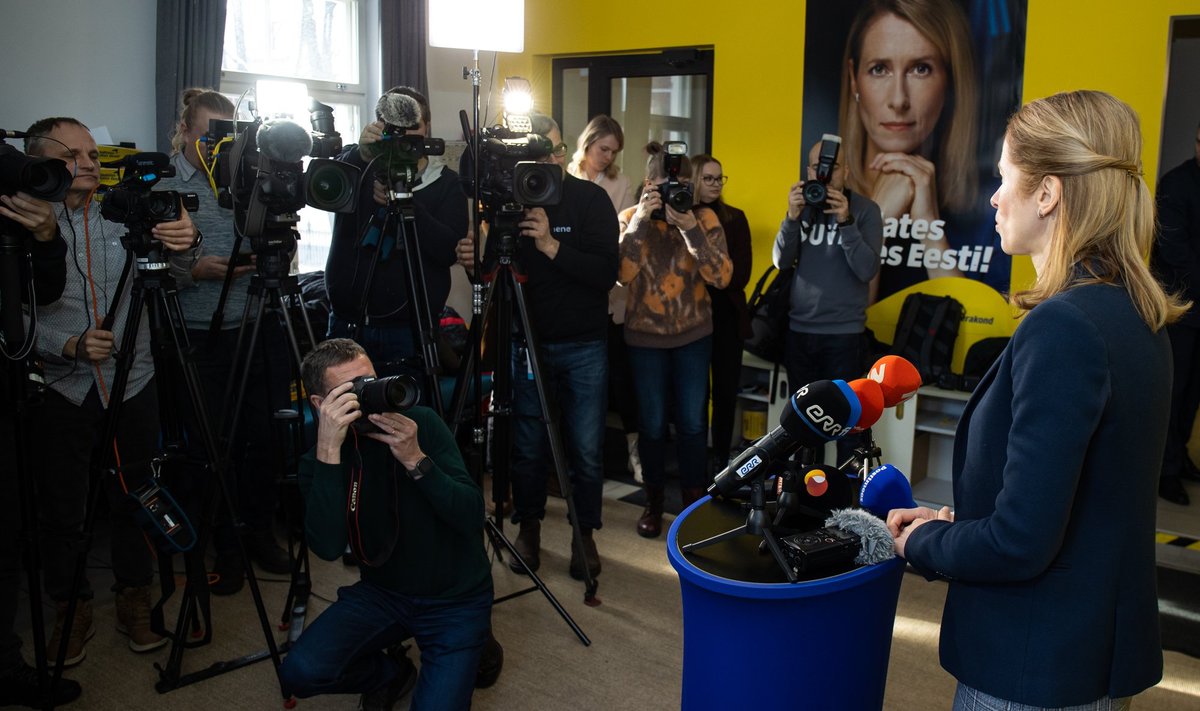 MEIE REEGLID, MEIE VÕIT: Edukas kampaania tõi valimisvõidu ja võimaluse moodustada valitsus. Kaja Kallas annab 7. märtsi pressikonverentsil teada, et soovib koalitsoonipartneriteks sotse ja Eesti 200.