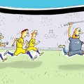 Jalgpalli EMi karikatuur | Ründaja üritab teha kübaratriki