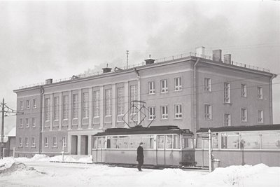 Lasnamäe spordihoone ja tramm. Jaanuar 1959. a 