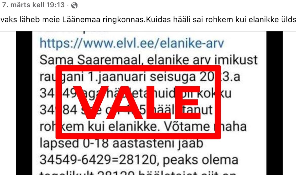 Valesti arvutatud numbrid panid liikvele kuulujutu Saaremaavalijate kohta