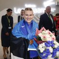 ФОТО | Бронзовую призёрку чемпионата мира Эпп Мяэ торжественно встретили в Таллиннском аэропорту